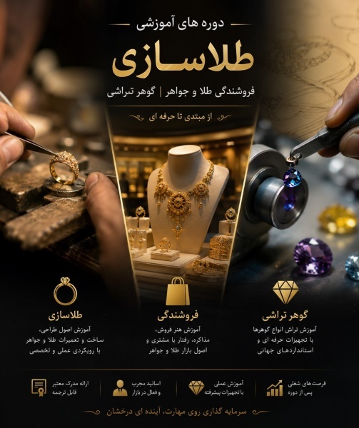 آموزش طلا سازی و فروشندگی طلا و جواهر و گوهر تراشی